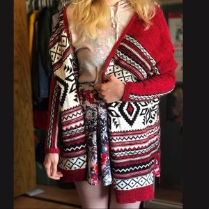 Red Sweater Cardigan